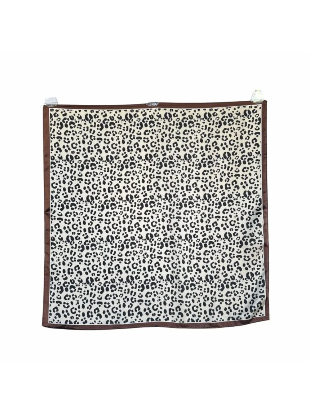 ✨Elegant Bandana Square Scarf Silky Satin Cheetah Print Leopard Head Neck Brown